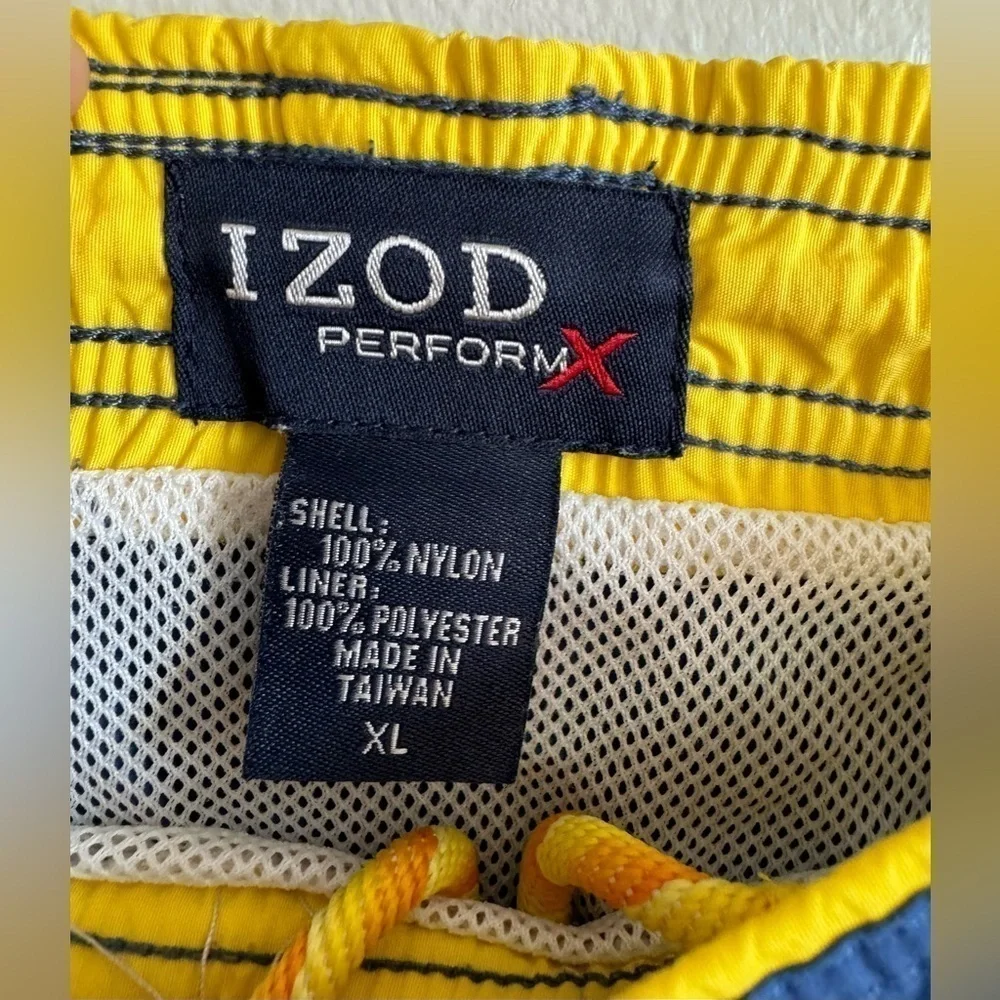 IZOD Men’s Blue and Yellow Swim Trunks Size XL